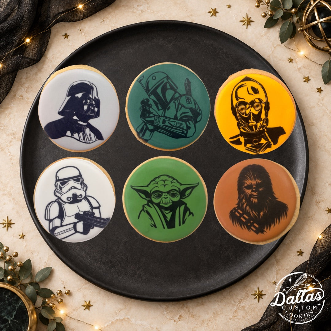 Colorful Star Wars Themed Yoda Birthday Cookies--12 Count