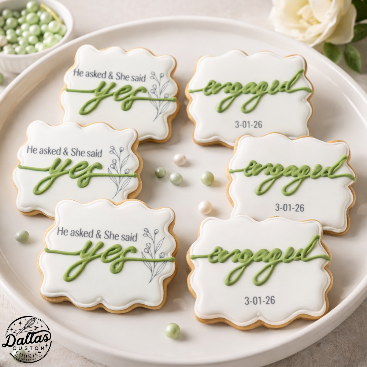 Engagement Announcement Set Engagement He asked She said YES Engaged Cookies -- 12 Count