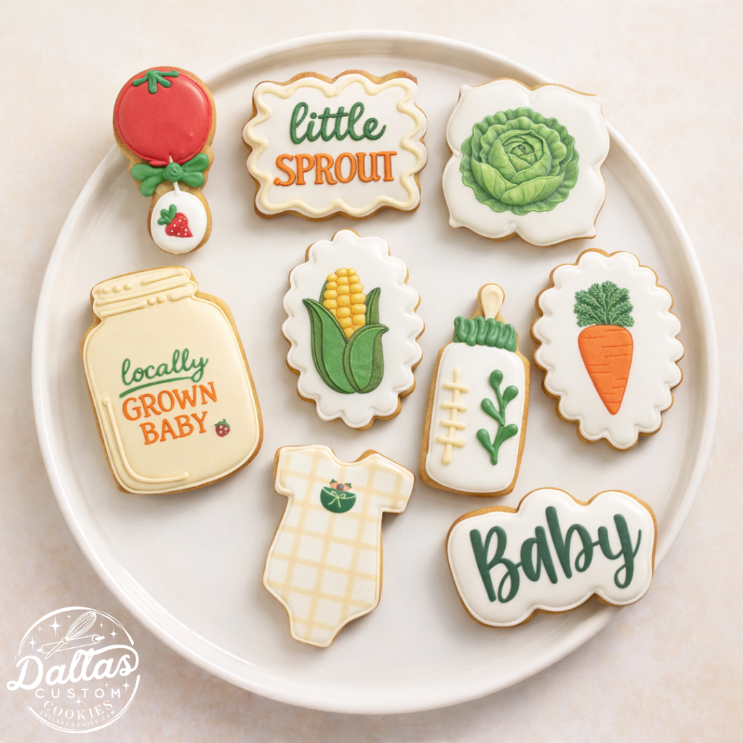 Locally Grown Baby Shower Fresh Market Little Sprout Themed Cookies--12 Count