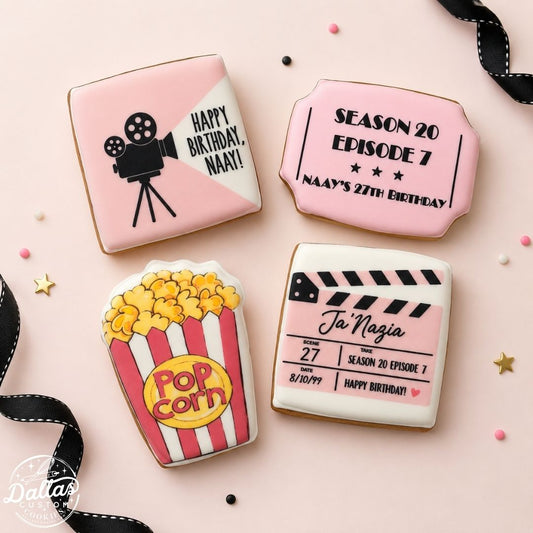 Movie Pink Themed Cookie Set Birthday Cookie Set -- 12 Count