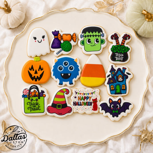 2026 Halloween Themed Cookies, Pumpkin, Candy Corn, Ghost--12 Count