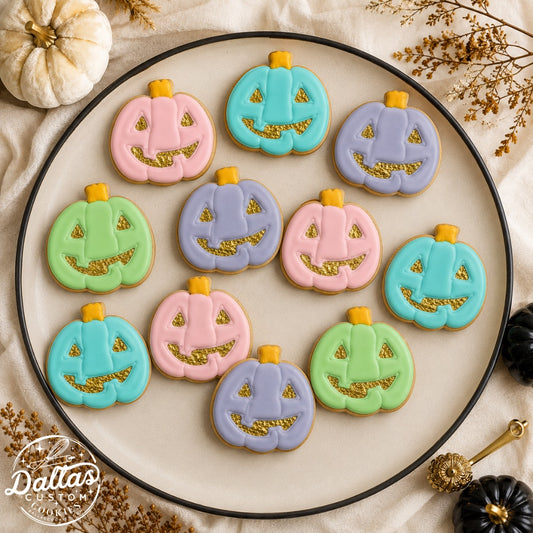Pastel Pumpkins Halloween Themed Cookies--12 Count