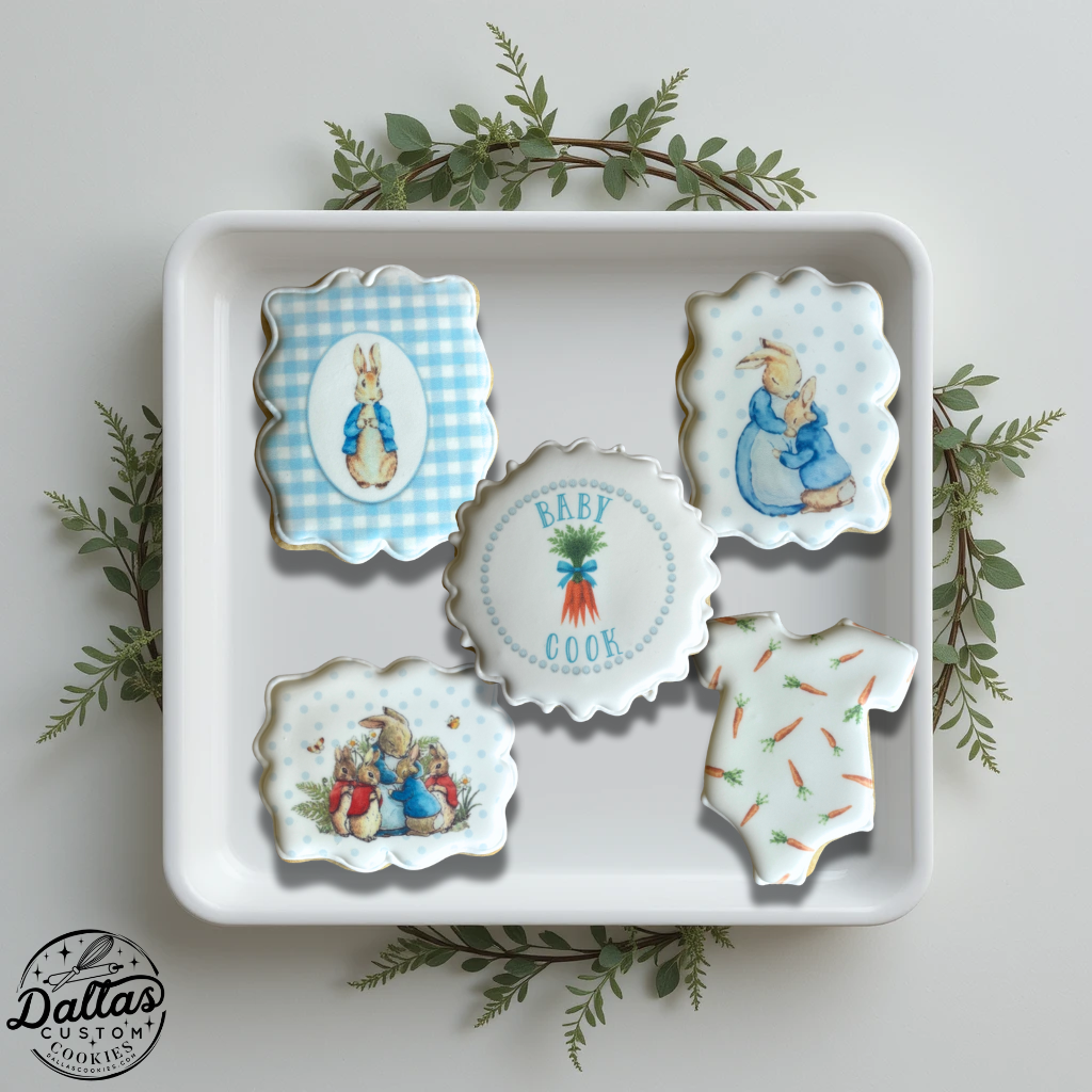 Peter Rabbit Boy Bunny Baby Shower Cookies--12 Count