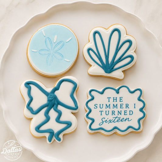 Seaside Sweet Sixteen Cookie Set Birthday Cookie Set -- 12 Count
