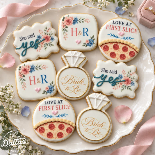 Love at First Slice Pizza Engaged Bridal Wedding Set Engagement Set -- 12 Count