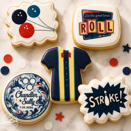 Let the Good Times Roll Bowling Themed Cookie Set Birthday Cookie Set -- 12 Count