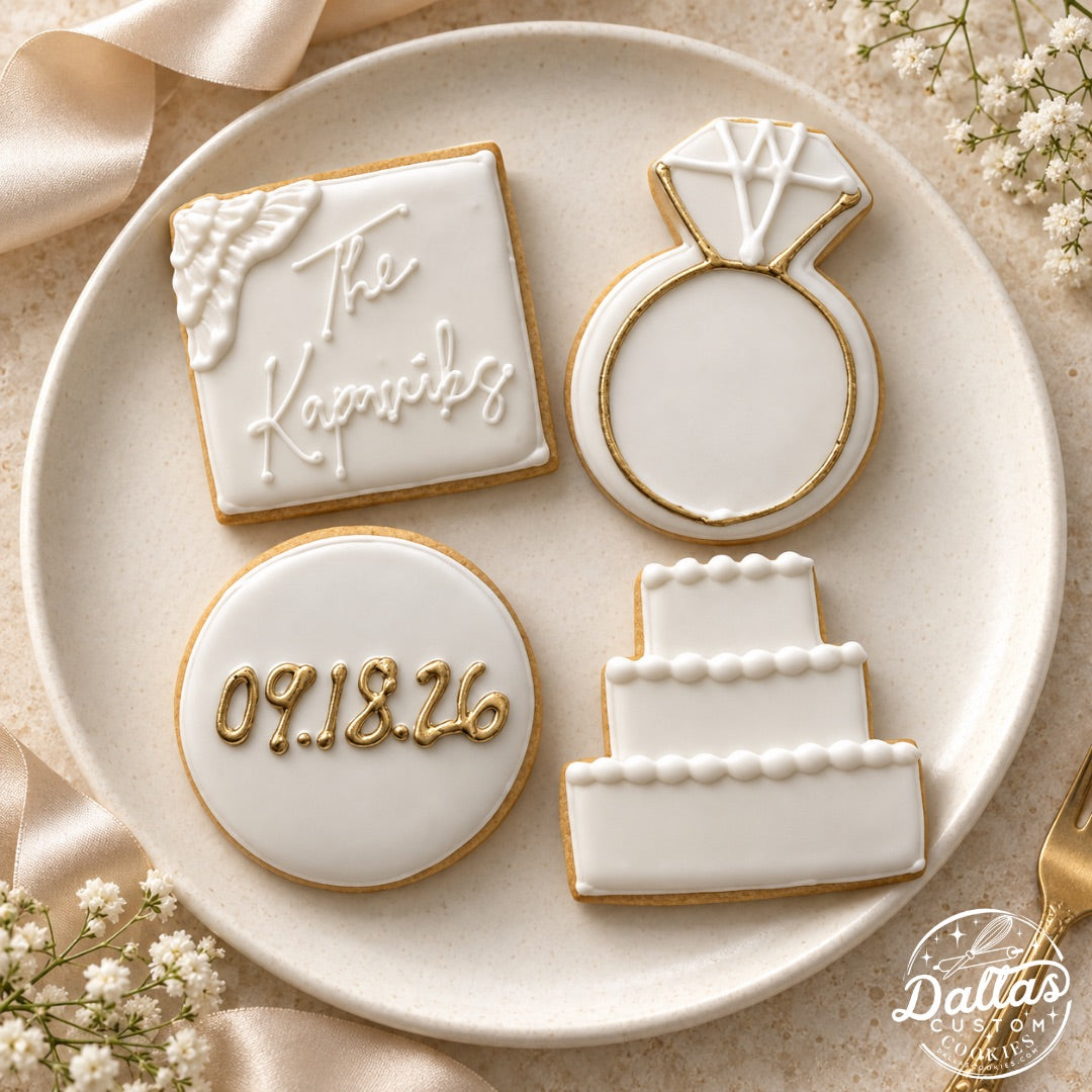 Hand Decorated Elegant Bridal Set Custom Name w/brush embroidery --12 Count