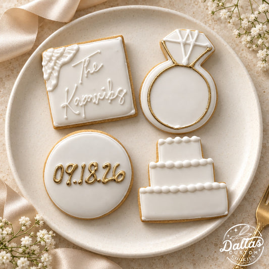 Hand Decorated Elegant Bridal Set Custom Name w/brush embroidery --12 Count