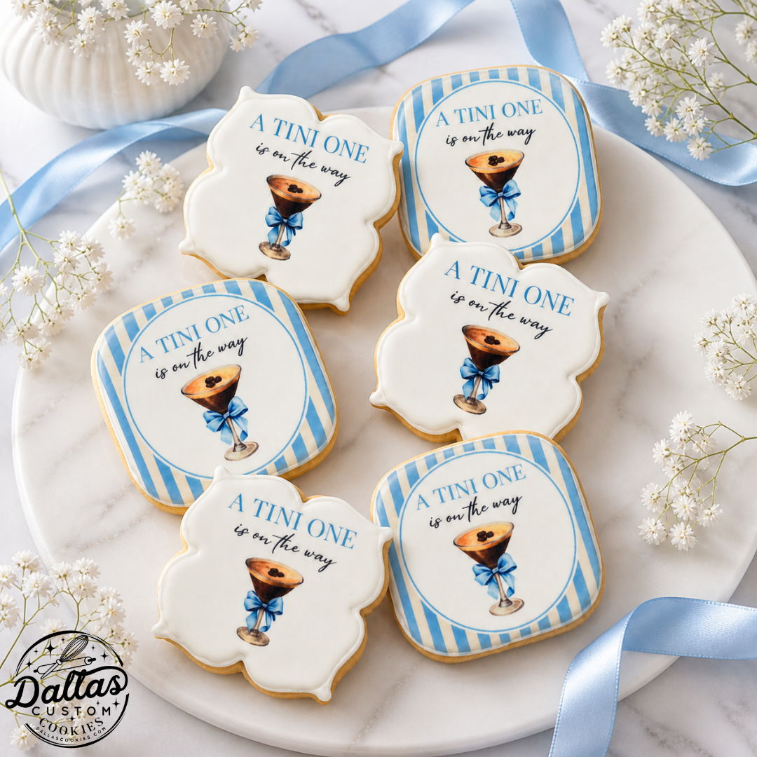 “A Tini one is on the WAY" Baby Shower Cookies – Martini Theme --12 Count
