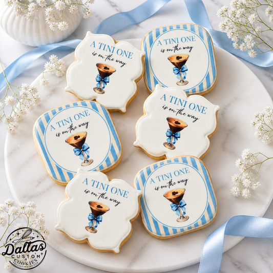 “A Tini one is on the WAY" Baby Shower Cookies – Martini Theme --12 Count