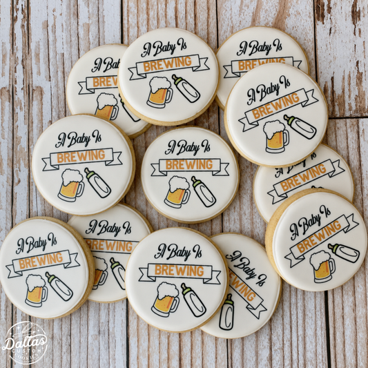 A Baby is Brewing Beer Gender Neutral Baby Shower Cookies--12 Count