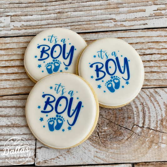 Blue It's a Boy Baby Shower Cookies--12 Count