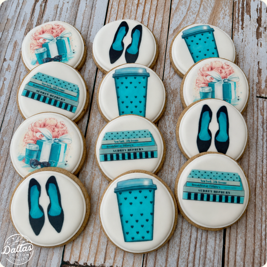 Breakfast at Tiffany's themed Birthday Cookies --12 Count