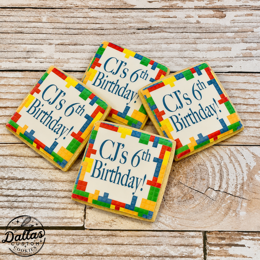 Colorful Lego Happy Birthday Cookies--12 Count