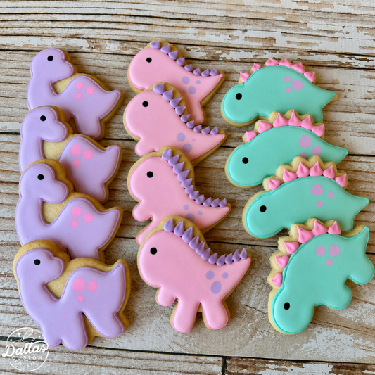 Dinosaur Assortment Birthday or Baby Shower Cookies--12 Count
