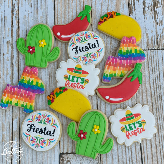 Fiesta Wedding/Birthday/Event Cinco De Mayo Taco Piñata Cookies -12 Count
