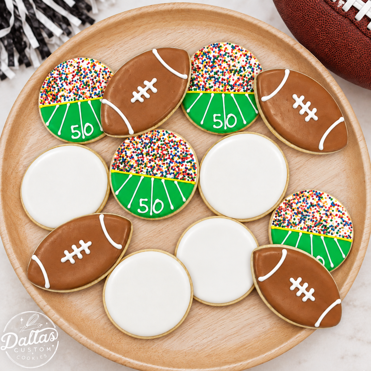 Hand Deco Football Set w/Custom Image School Football Set--12 Count