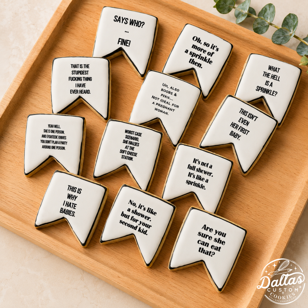 Funny Schitts Creek Banner Pennant Baby Shower Sprinkle Sugar Cookies Themed Gift--12 Count