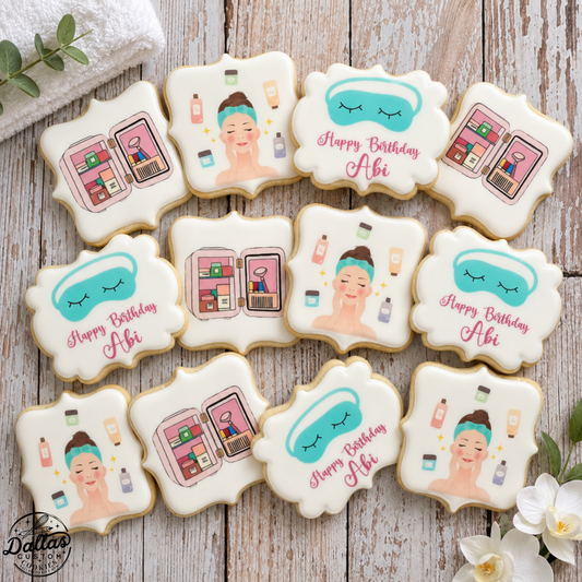Girly Spa Makeup Pampered themed Birthday Cookies--12 Count