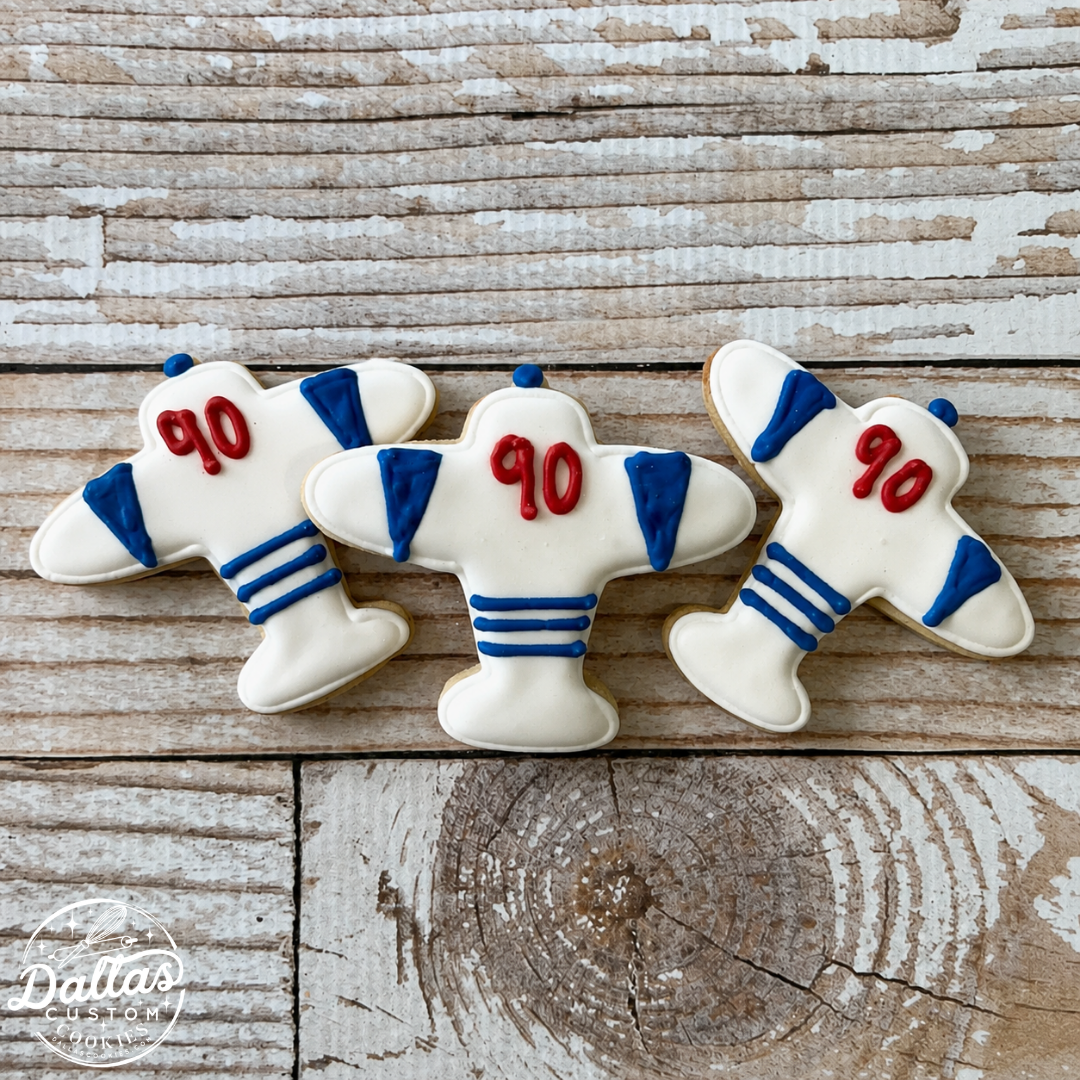 Hand Decorated Airplane Themed Cookies w/your choice of 2 Custom colors + AGE -12 Count