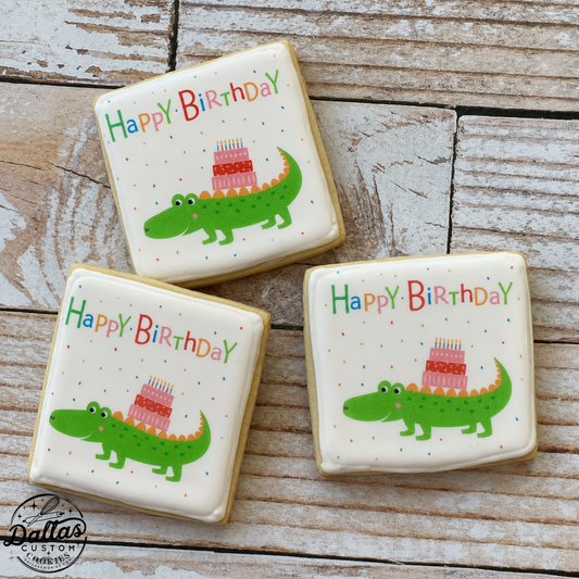 Happy Birthday Gator Alligator Cookies--12 Count