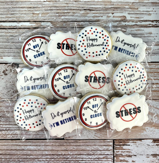 Happy Retirement Themed Set of Cookies --12 Count