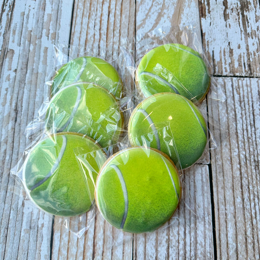 Tennis Balls Cookies Birthday Cookies--12 Count