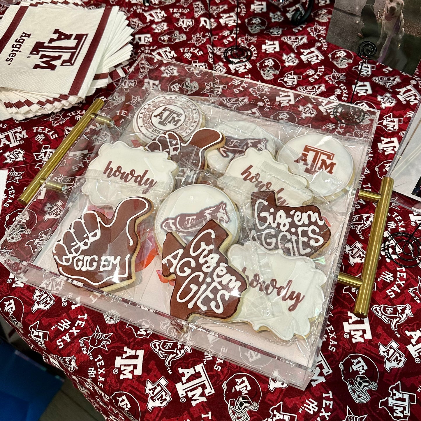 Texas A&M Aggie Hand Decorated Pre-designed /Printed  2023 Graduation & Ring Dunk Set of Cookies