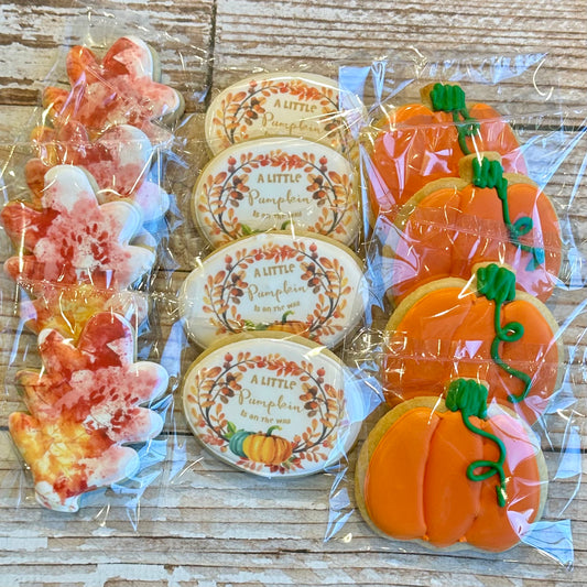 Little Pumpkin is on the Way themed Baby Shower Cookies--12 Count
