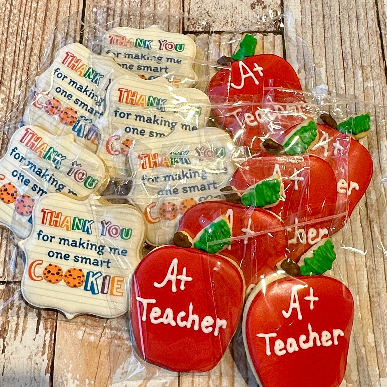 Teacher Appreciation Gift Thank You for Making me One Smart Cookie Apple Cookies--12 Count