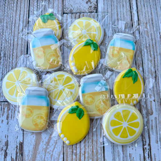 Lemon Mason Jar Lemonade Lemon Slices Themed Summer Fruit Decorated -- 12 count