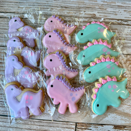 Dinosaur Assortment Birthday or Baby Shower Cookies--12 Count