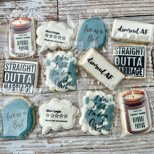 Newly Divorced AF Divorce Themed Cookies--12 Count