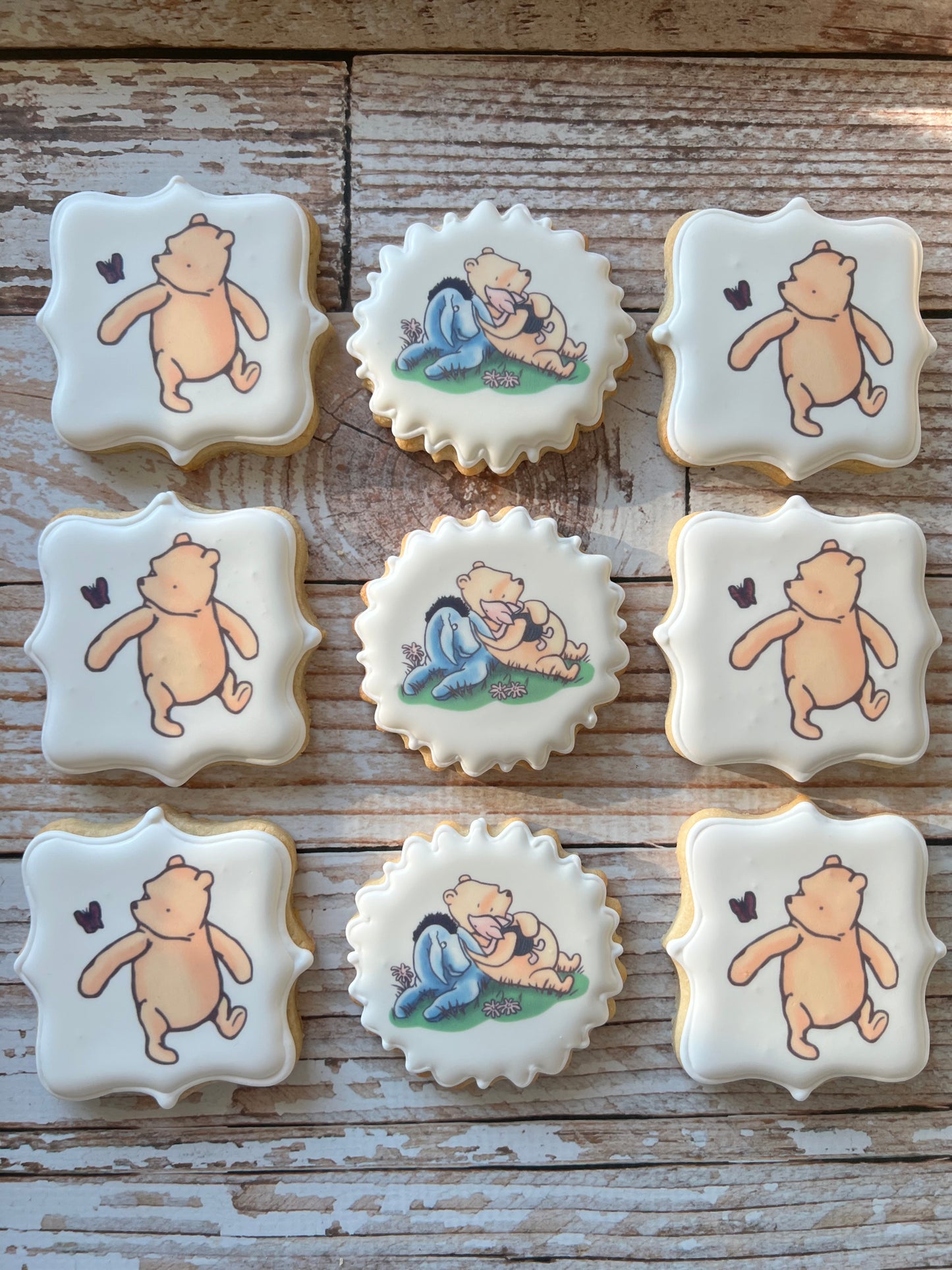 Winnie the Pooh Watercolor Baby Shower Cookies--12 Count