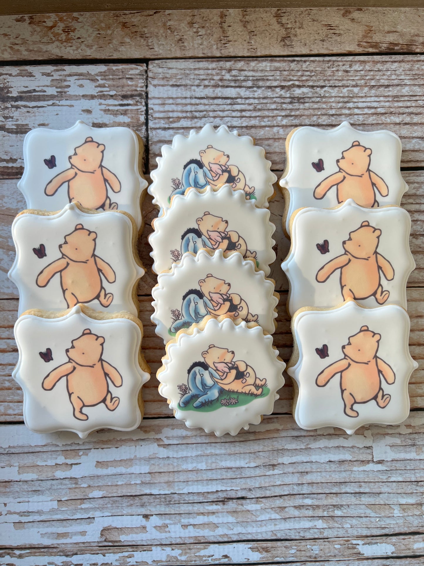 Winnie the Pooh Watercolor Baby Shower Cookies--12 Count