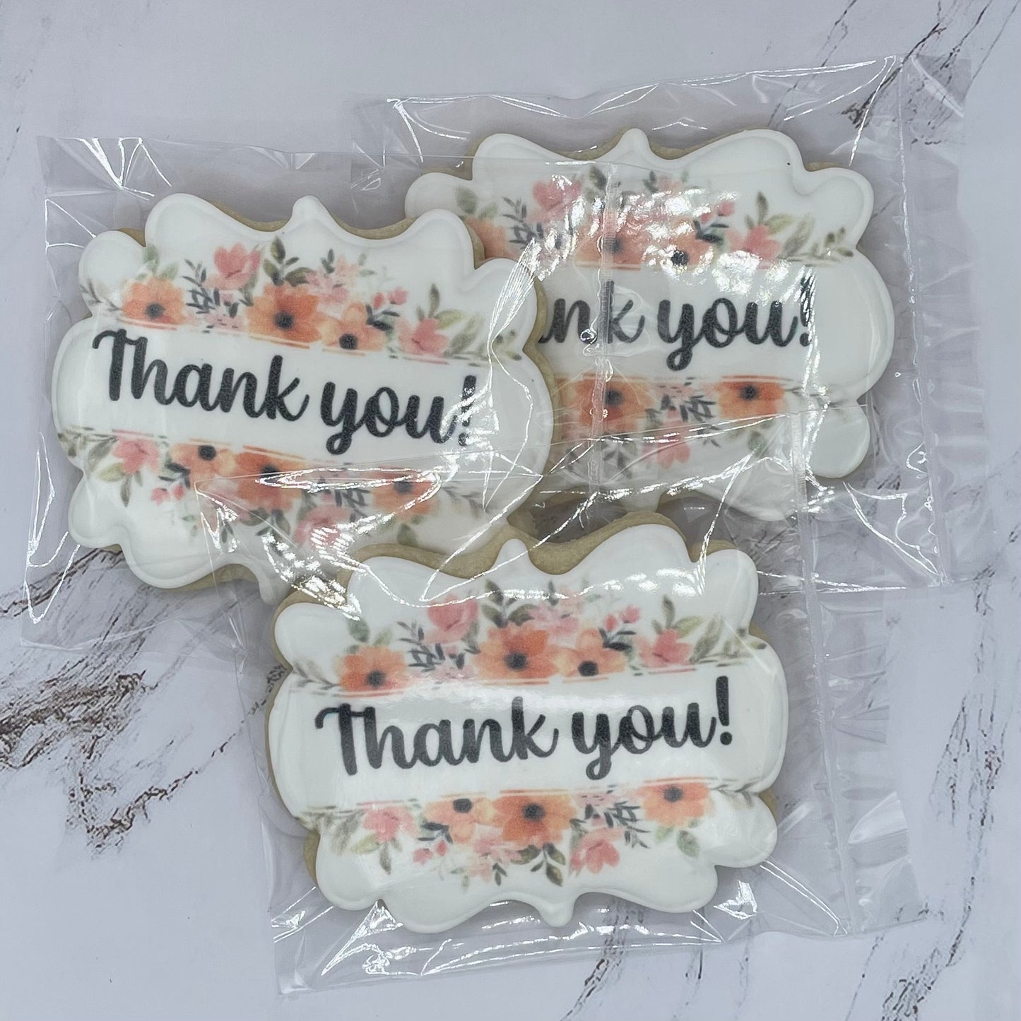 Floral Thank You Plaque Shaped Cookies--12 Count