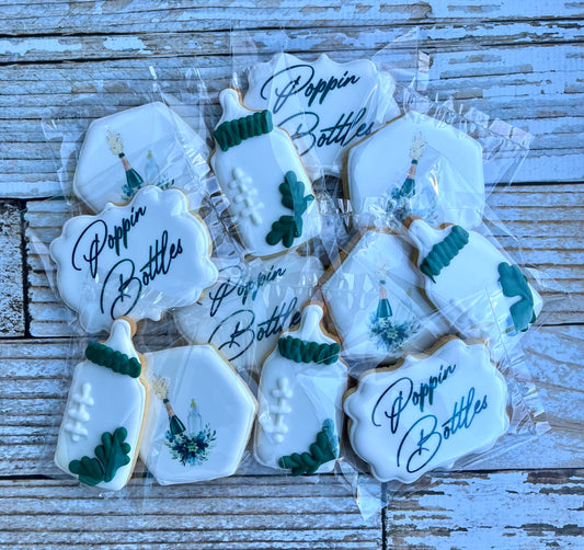 Poppin' Bottles themed Baby Shower Cookies--12 Count