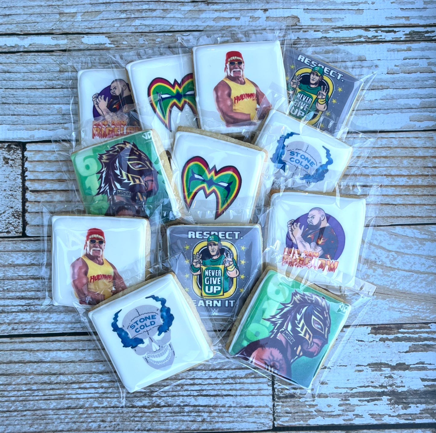 WWE Wrestling Themed Birthday Cookies -- 12 Count