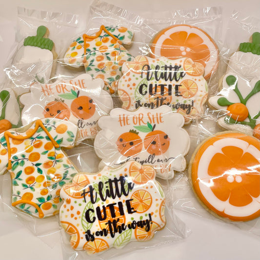 Hand Decorated Details Little Cutie is on the Way themed Baby Shower Cookies--12 Count