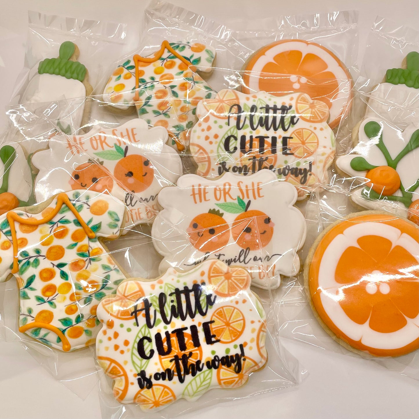 Hand Decorated Details Little Cutie is on the Way themed Baby Shower Cookies--12 Count