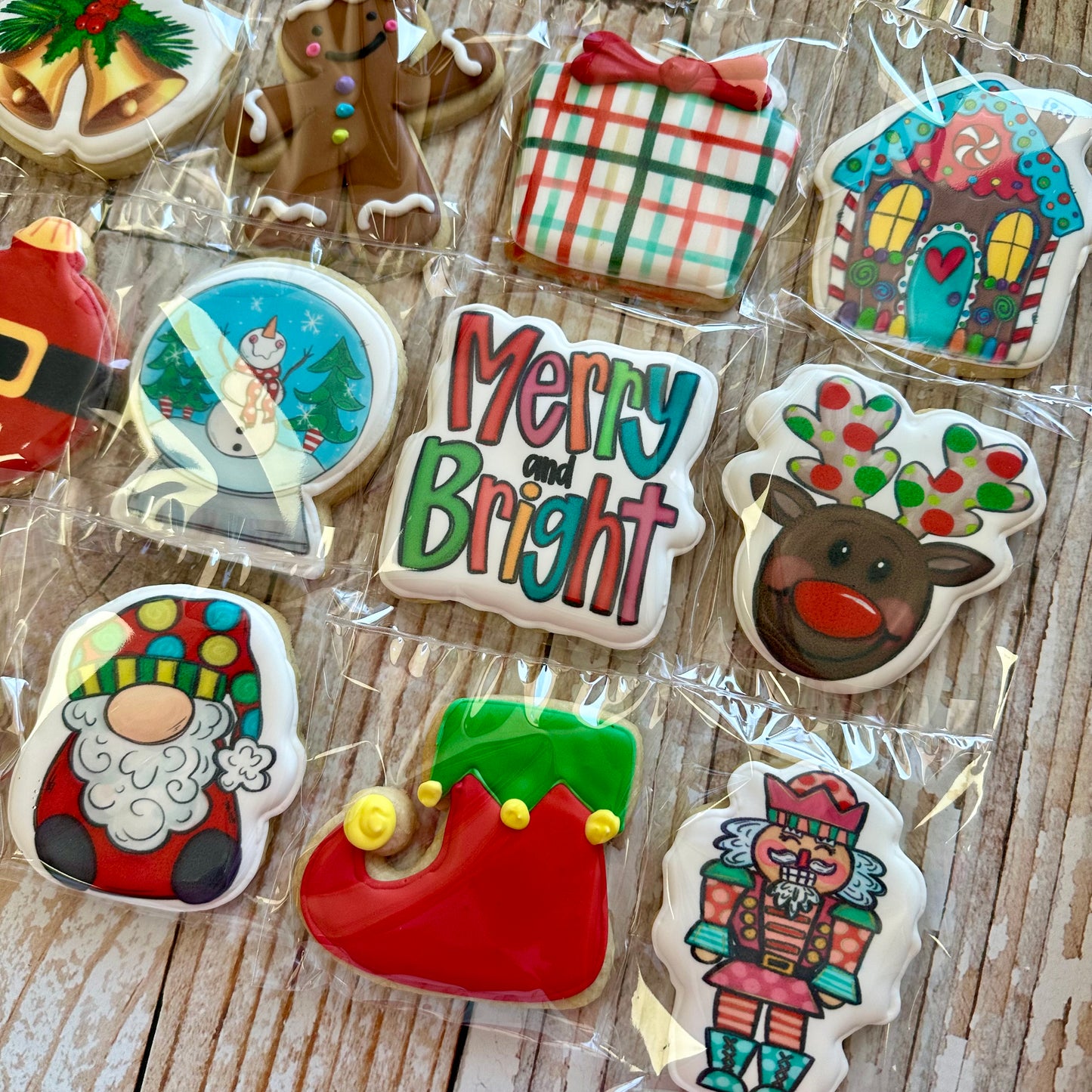 Merry & Bright Holiday Christmas Themed Cookies--12 Count