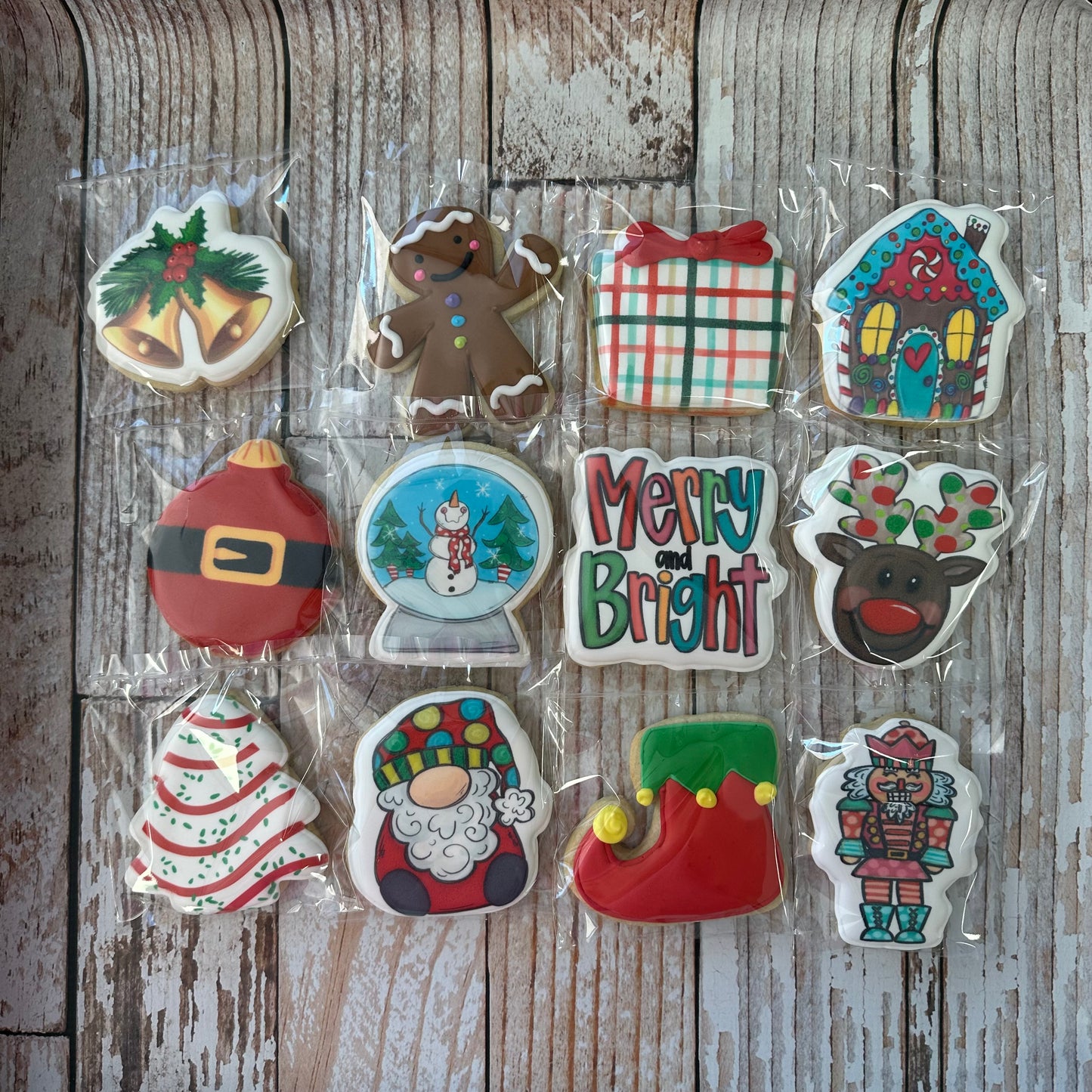 Merry & Bright Holiday Christmas Themed Cookies--12 Count