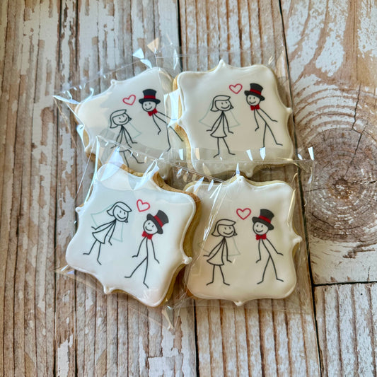 Stick Figure Wedding Bridal Shower Proposal Plaque Shaped-- 12 Count