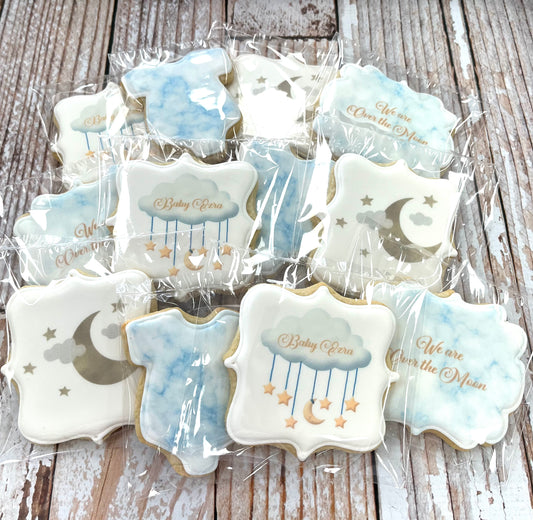 Over the Moon Baby Shower Cookies--12 Count