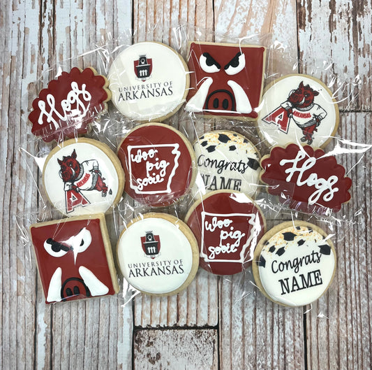 University of Arkansas Pre-Designed Set of Graduation Cookies--12 Count