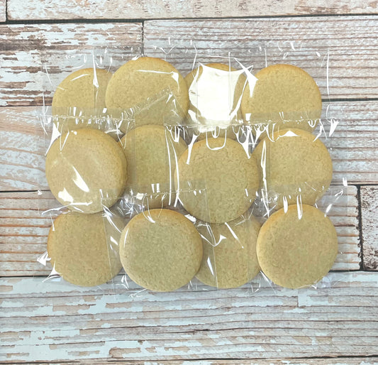 Plain Blank Circle Sugar Cookies No icing Individually Wrapped--12 count