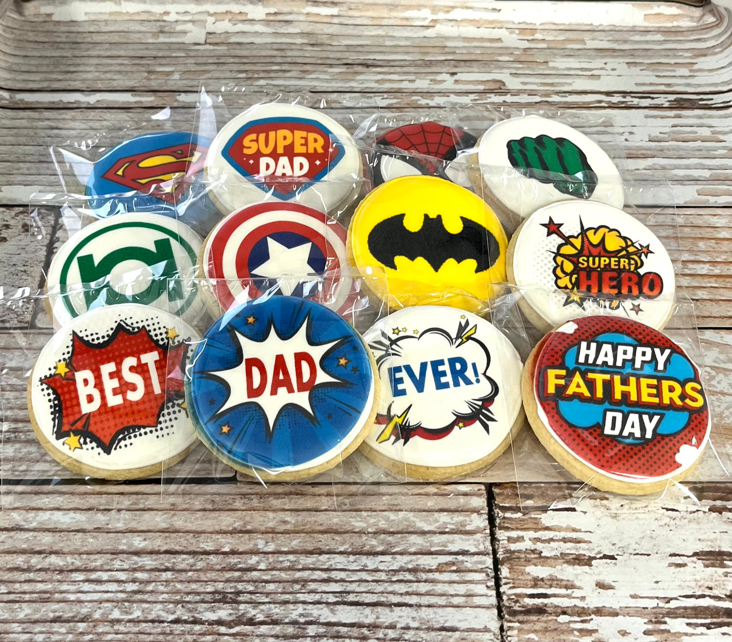 Father's Day Superhero Cookie Set SUPER DAD Best Dad Ever--12 Count