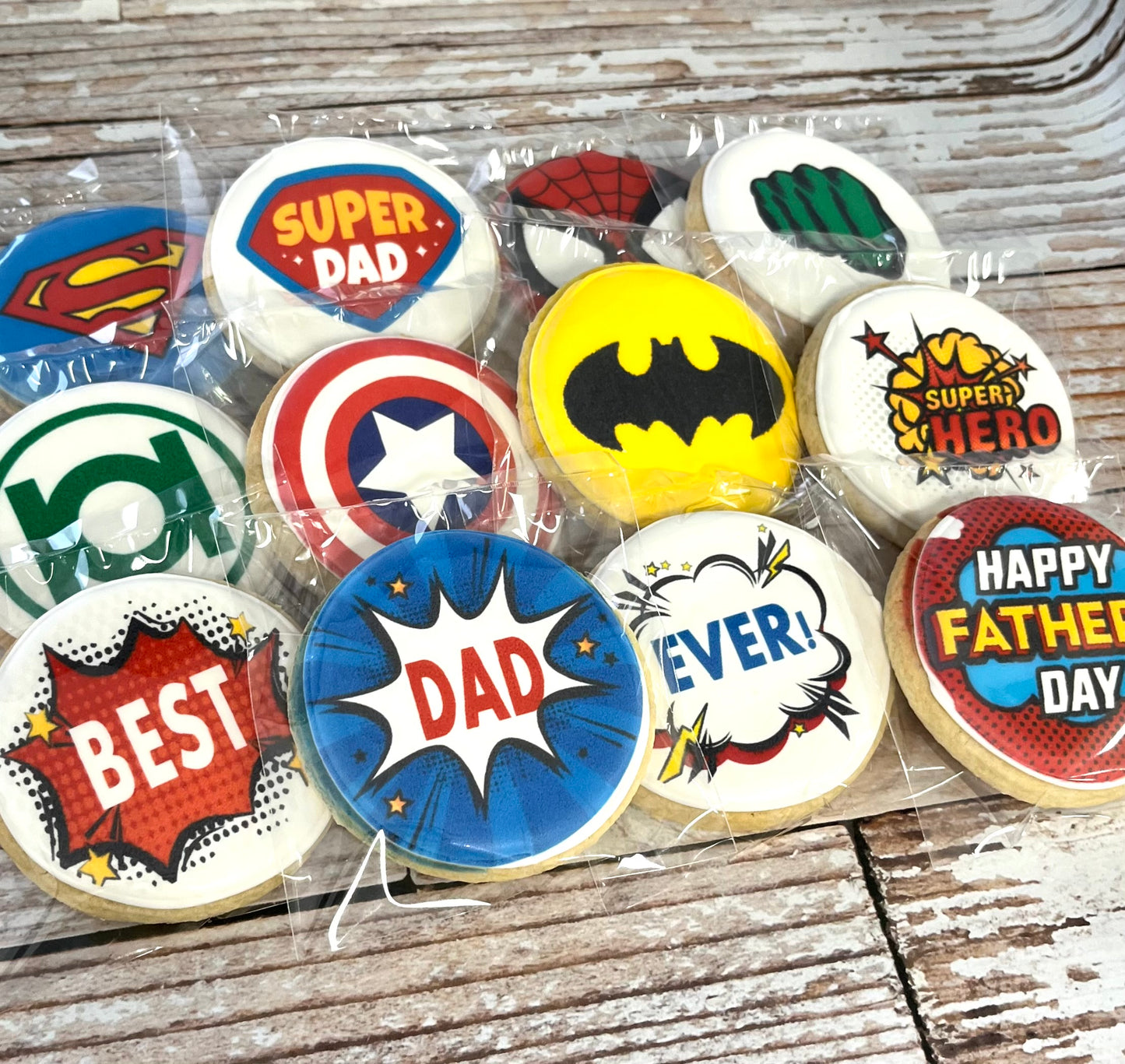 Father's Day Superhero Cookie Set SUPER DAD Best Dad Ever--12 Count
