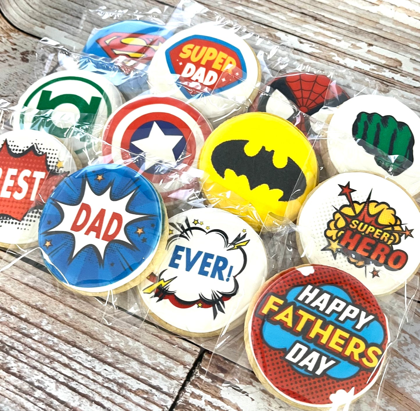 Father's Day Superhero Cookie Set SUPER DAD Best Dad Ever--12 Count