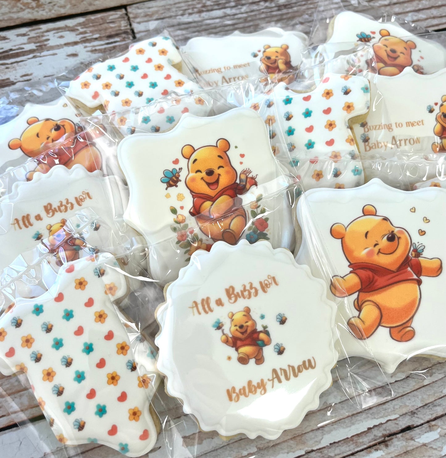 Winnie the Pooh Buzzing to Meet You Baby Shower Cookies--12 Count